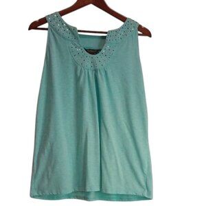 Bit & Bridle Light‎ Blue Embellished Tank Top Women’s Medium Summer Blouse